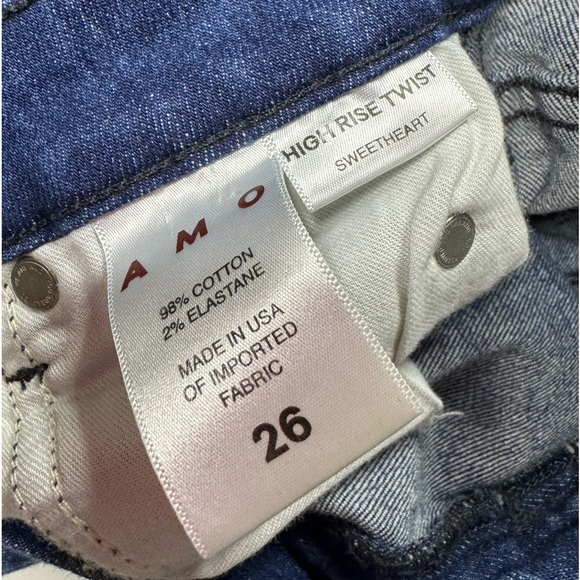 REVOLVE Jeans AMO High Rise Twist Crop Blue Denim in Sweetheart Wash SZ 27 NEW! - Picture 11 of 16